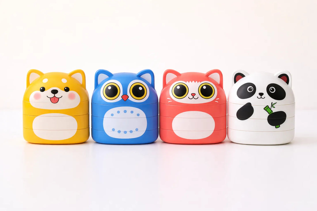Guia de cuidados do carimbo personalizado Animals Dual: fechar tampas, guardar vertical, recarregar tinta e testar em papel