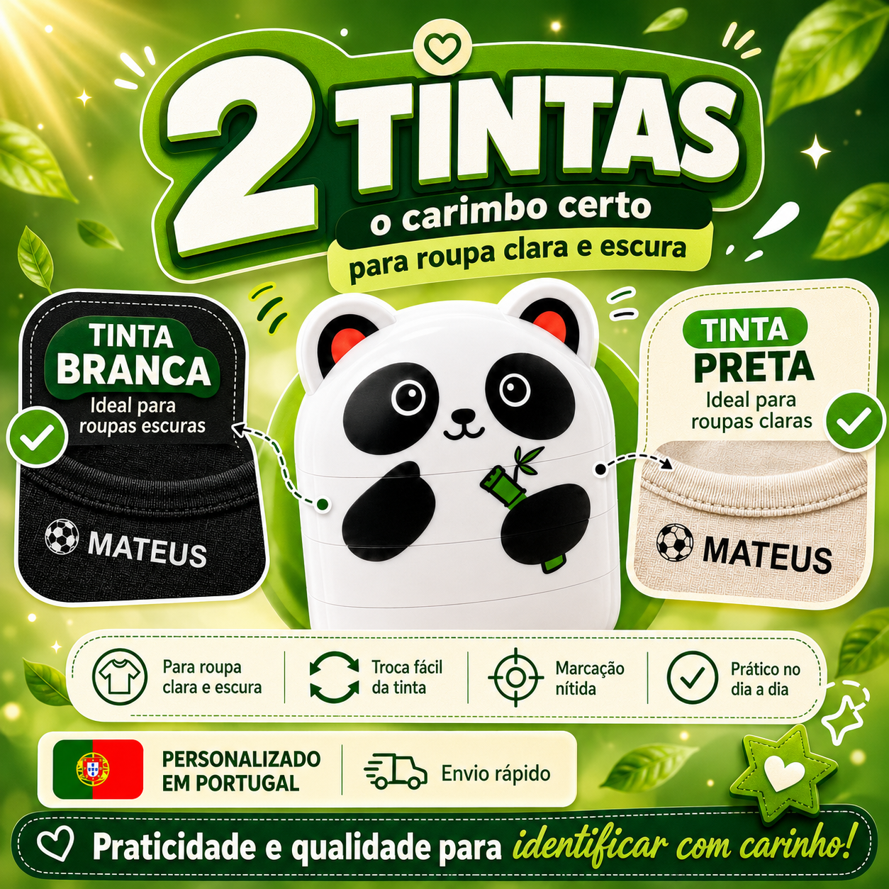 Carimbo com tinta branca e preta