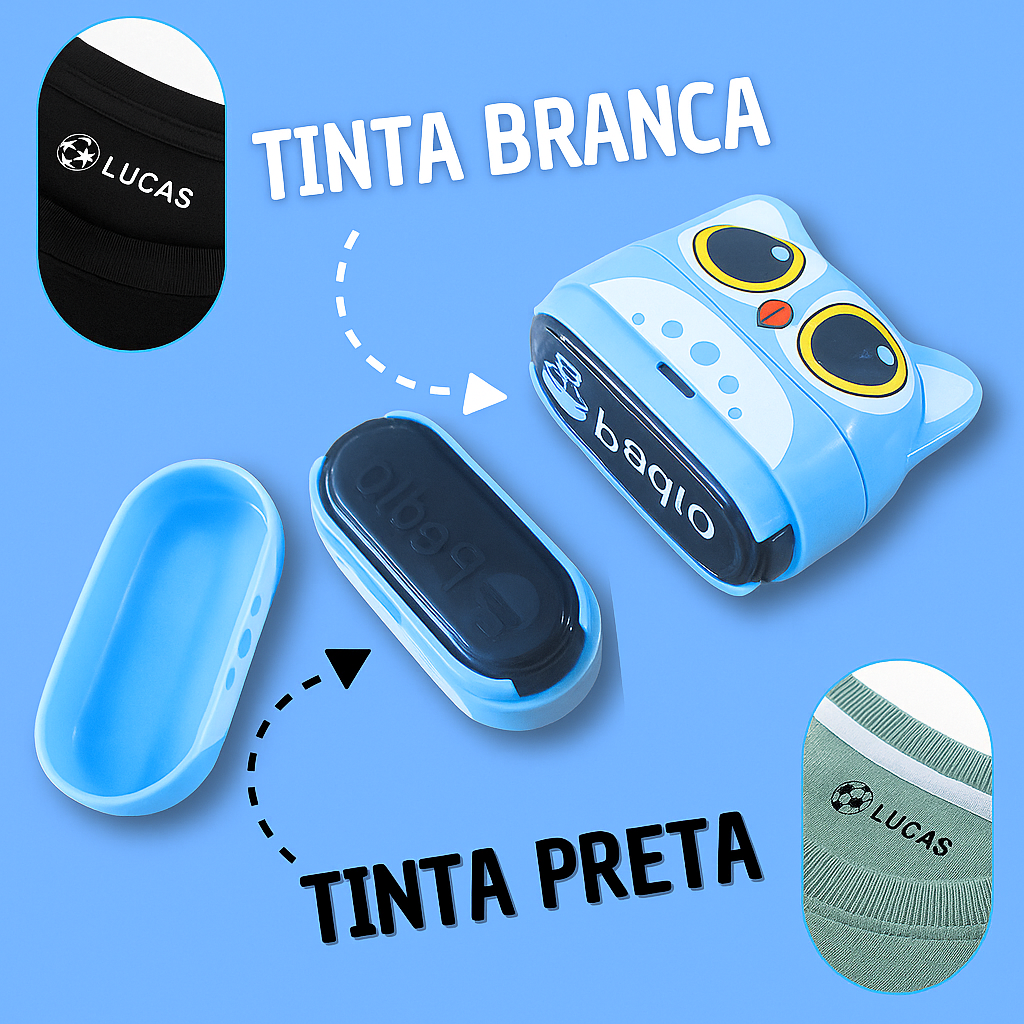 Carimbo Personalizado Animals Dual - Com tinta preta e branca